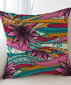 Colorful Mandala Palm Leaves Cushion Cover