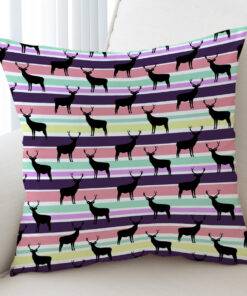Multi Black Deer Coloful Stripes Cushion Cover