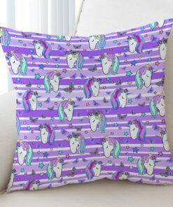 Multi Unicorn Pink Stripes Cushion Cover
