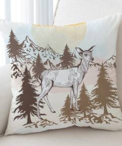 Little Deer Forest Brown Pattern Cushion Cover