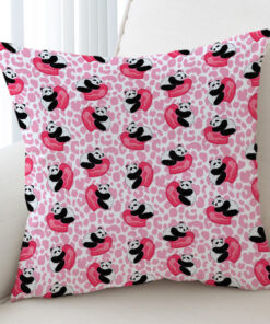 Multi Love Panda Pink Pattern Cushion Cover