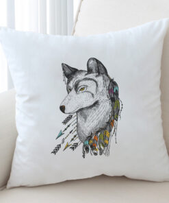 Dreamcatcher Wolf White Pattern Cushion Cover