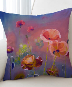 Watercolor Flowers Peach Pink Pattern Cushion Cover