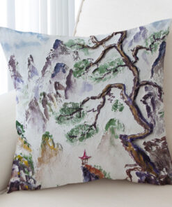 Watercolor Japan Lanscape Art Cushion Cover