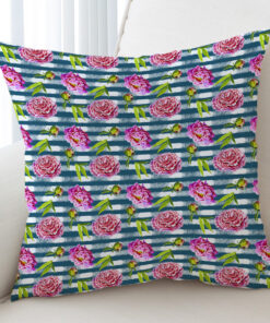 Flower Stripe Bluetint Pattern Cushion Cover