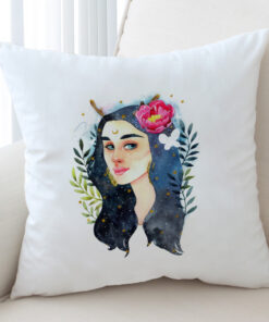 Lady Night Flower Print Cushion Cover