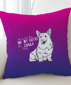 Little Corgi Purple Pattern Cushion Cover
