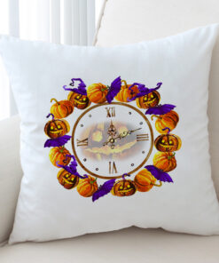 Halloween Pumpskin Clock Cushion Cover