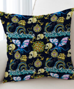 Vintage Dragonflies Skull Cushion Cover